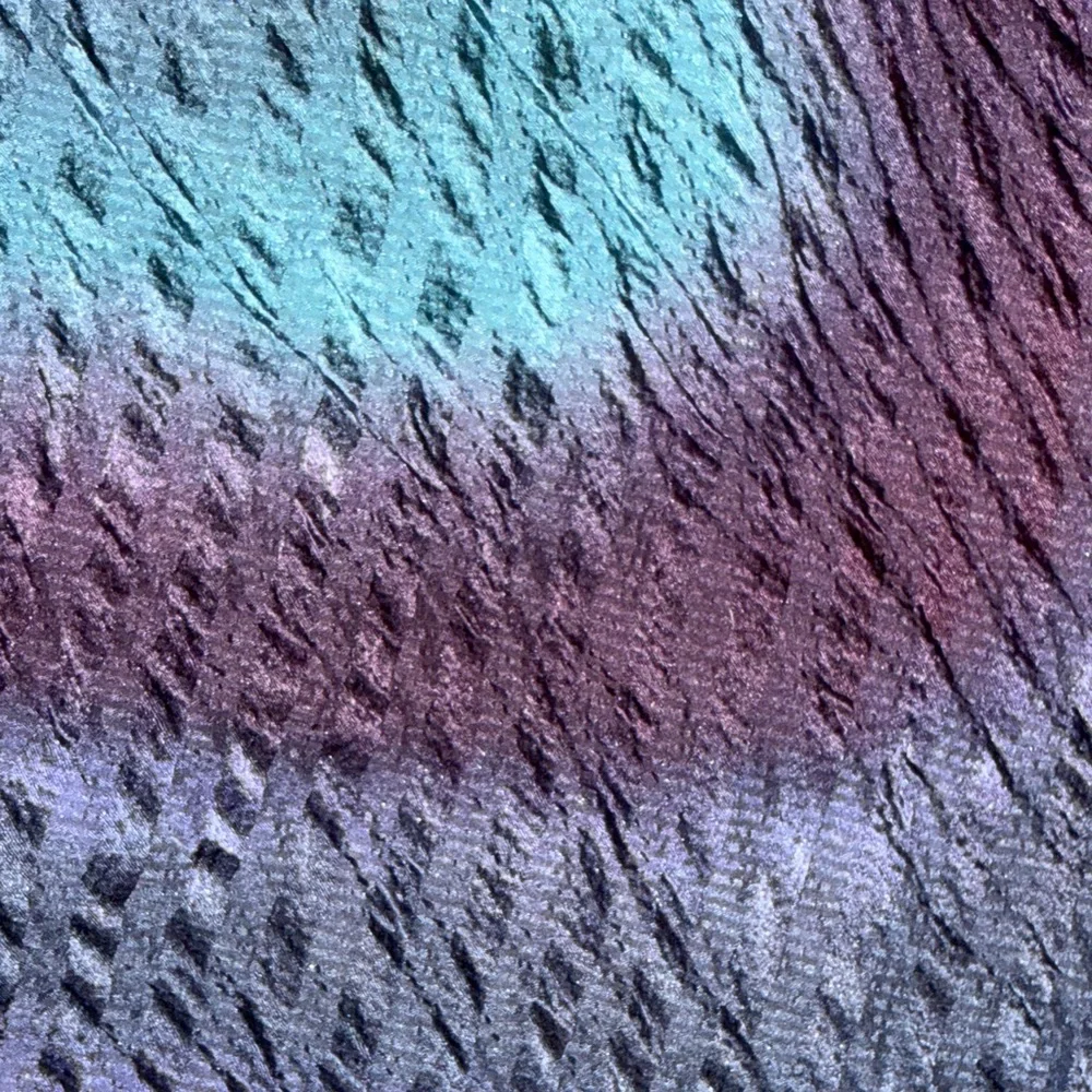 Hand dyed pure 100% silk crinkle Blue and Purple Textured Scarf